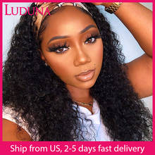 Luduna-Peluca de cabello humano ondulado para mujer, pelo brasileño con diadema, sin pegamento, rizado, a máquina 2024 - compra barato
