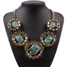 Collar de Metal con cadena de Color dorado para mujer, colgante de cristal, estilo moderno, Gargantilla, novedad de 2021 2024 - compra barato