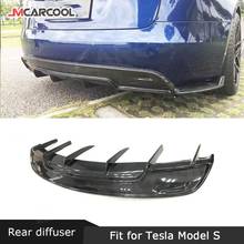 For Tesla Model S 70D P85D 90D P100D Sedan 2016 2017 Rear Diffuser Carbon fiber / FRP Fins Shark Style Bumper Lip Protector 2024 - buy cheap