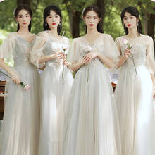 New Grey Bridesmaid Dresses Tea length Dress For Graduation Prom Party Appliques Flower vestidos formales vestidos de graduacion 2024 - buy cheap