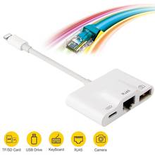 Переходник с Lightning на Ethernet премиум-класса, проводной сетевой USB-кабель RJ45 LAN для считывания камер, компактный дорожный для iPhone/IPad 2024 - купить недорого