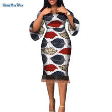 Woman Flare Sleeve Dress African Dresses for Women Print Knee Length Vestidos Bazin Riche African Ankara Party Dress WY7568 2024 - buy cheap