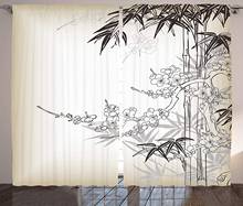 Cortinas de ventana de estilo tradicional japonés, decoración del hogar, sala de estar, árbol de Sakura de bambú, temática de dormitorio 2024 - compra barato