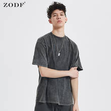 ZODF 2022 High Street Summer Washed Cotton T-Shirt Tees For Men Unisex Loose Retro Solid T Shirts Brand Tops HY0113 2024 - buy cheap