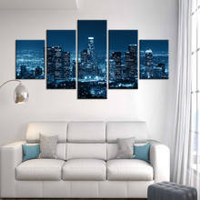 HD Print 5 Pieces Canvas Art Decoration Pictures Night city Posters Painting Wall Art Home Decoration for Living Room 2024 - buy cheap
