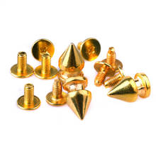 100 conjuntos 8*12mm manchas de cone dourado rebites couro sintético rebites bala espinho punk rebites para couro 2024 - compre barato