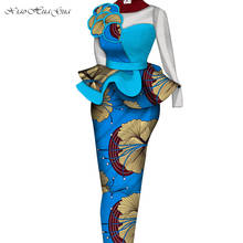 Африканские комплекты с юбкой женский костюм Длинные прямые юбки и топы с кружевным украшением базин богатая традиционная африканская одежда WY6195 2024 - купить недорого