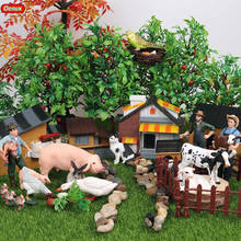 Oenux, miniaturas de animais de fazenda, simulador de pato, porcos, vacas, cavalos, pássaro, figura de ação, brinquedo em miniatura, fofo para crianças 2024 - compre barato