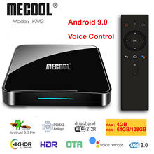 KM3 A tv Google Сертифицированный Android 9,0 Smart tv Box голосовой пульт дистанционного управления Amlogic S905X2 LPDDR4 4 GB 128 GB 5G двойной wifi BT4.0 4 K телеприставка 2024 - купить недорого