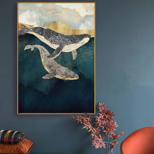 Americano golfinho tubarão abstrato animal marinho sala de estar sofá parede sem moldura decoração peixe pendurado pintura impressão cartaz 2024 - compre barato