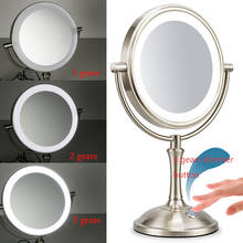 Makeup Mirror 8 Inch Desktop 2-Face Metal Mirror 3X 5X 10X Magnifying Cosmetic Mirror LED Lamp Adjust The Brightness 2024 - buy cheap