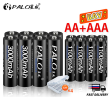 PALO 4Pcs 3000mAh 1.2V AA Rechargeable Batteries+4Pcs 1100mAh 1.2V AAA Battery NI-MH AA AAA Rechargeable Battery for Camera Toy 2024 - buy cheap