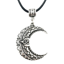 WICCA Moon Pendant OM Yoga Necklace Mandala Lotus Flower Spiritual Witchcraft Jewelry 2024 - buy cheap