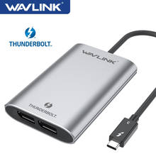 Wavlink-adaptador thunderbolt 3 usb c para dp hub, entrada dp dupla de exibição e conversor de entrada tipo c, hd 4k 60 hz para macbook pro/air 2024 - compre barato