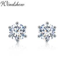 Cute 925 Sterling Silver Six Claw Round AAA CZ Stud Earrings For Women Girls Kids Men Jewelry Simple Orecchini Aros Aretes 8mm 2024 - buy cheap