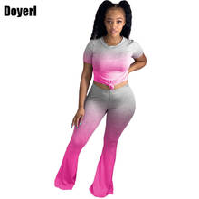 Casual Tie Dye Two Piece Set Women Clothing Sets Summer Tracksuit Crop Tops and Flare Pants Set 2 Piece Club Outfits for Women 2024 - buy cheap