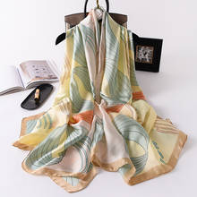 Lenço de seda feminino da moda, echarpe de seda com design de luxo, chales de seda, bandana longa para mulheres, foulard feminino, lenço boho, outono 2020 2024 - compre barato