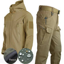 Winter Autumn Tactical Elastic Men Fleece Jackets Waterproof Suit Fishing Warm Hiking Camping Tracksuits Set Hood Coat Thermal 2024 - buy cheap
