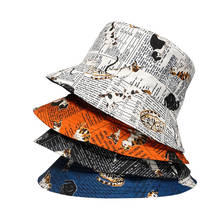 2022 Spring Summer Panama Two Sided Bucket Hats Lovely Animal Cat Letter Printed Fisherman Hat Men Women Fashion Bucket Cap 2024 - buy cheap