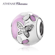 ATHENAIE 100% 925 Sterling Silver Mixed Enamel Butterfly Daisy Flower Charms Fit Bracelet Beads Pendant Women Fine Jewelry Gift 2024 - buy cheap