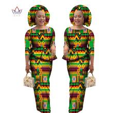 BRW estilo africano traje para mujeres falda y Top Dashiki africano tradicional ropa 2 piezas para las mujeres con headwarp WY1078 2024 - compra barato