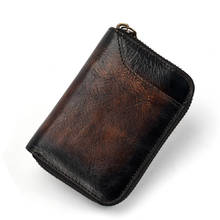 Real Cowhide Clutch Zipper Mini Bag  Bifold Coin Purse Vintage Men Photo Credit Card Holder Genuine Leather Short Wallet 2024 - buy cheap