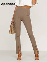 Aachoae Women Fashion Stretch Pencil Pants 2022 High Waist Chic Split Trousers Solid Casual Long Pants Bottoms Pantalones Mujer 2024 - buy cheap