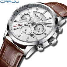 Watches Mens 2021 CRRJU Casual Leather Quartz Men's Watch Top Brand Luxury Business Clock Male Sport Waterproof Date Chronograph 2024 - buy cheap