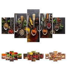 Современная Модульная картина с изображением еды, специй, 5 шт., картина для кухни, ресторана, HD печать, постер, холст, настенное искусство, украшение для дома 2024 - купить недорого