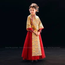 Girls Traditional Chinese Cheongsam Hanfu Wedding Princess Dress Children Qipao Tops Skirt Kids Tang Suit Party Cosplay Costumes 2024 - buy cheap