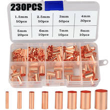 230pcs 1.5-8mm Copper Connecting Pipe Wire Joint Small Copper Tube Intermediate Joint Direct Connection Cold Pressed Terminal 2024 - buy cheap
