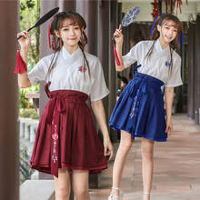 Short Sleeve Summer Chinese Traditional Hanfu Costume High School Student Stage Dresses Ancient Tang Dynasty Cosplay Clothing 90 2024 - buy cheap