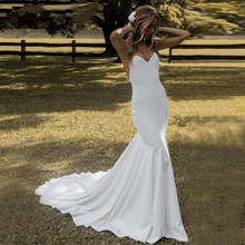 UMK Sexy Spaghetti Straps Crepe Mermaid Wedding Dress Stretch Simple 2022 Open Back Modern Bridal Gowns 2024 - buy cheap