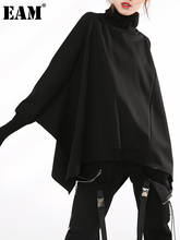 EAM-Sudadera holgada de manga larga de murciélago para mujer, suéter negro de gran tamaño, cuello alto, moda, primavera y otoño, JY04801, 2022 2024 - compra barato