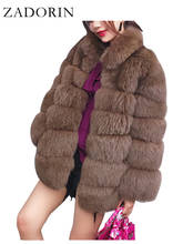 ZADORIN Winter Outerwear Furry Faux Fur Coat Women Stand Collar Long Sleeve Fake Fur Jacket fourrure abrigos mujer 2024 - buy cheap