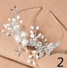 Luxury Hot Crystal Rhinestone Pearls Wave Hairband Women Bridal Wedding Tiara Hair Accessories Crown Headband Fashion Hairwear 2024 - buy cheap