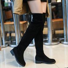 Популярные зимние новые европейские и американские сапоги женские эластичные сапоги выше колена на тонком каблуке хлопковые сапоги на роликах 2020 2024 - купить недорого
