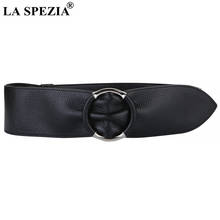 LA SPEZIA Genuine Leather Women Belt First Layer Cowskin Wide Waist Belt Solid Brown Ladies Belt for Dress Fashion Accessories 2024 - buy cheap