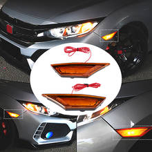2 шт. автомобильный левый/правый передний бампер крыло боковой маркер светильник поворота световой индикатор отражатель для Honda Civic 2016-2018 2017 2024 - купить недорого