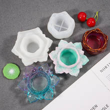 Soporte de vela de loto 3D DIY, molde de silicona de resina epoxi, soporte de velas de flores, herramienta de decoración artesanal, herramienta de fabricación DIY en casa 2024 - compra barato