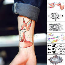Tatuaje temporal a prueba de agua pegatina zorro Lobo gato animal pequeño tatuaje flash tatuajes falsos para chica chico hombres mujeres 2024 - compra barato