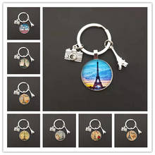 Llavero romántico de la Torre Eiffel de París para mujer, diseño de dibujo artístico, colgante de cristal, llavero bonito, joyería para bolso femenino 2024 - compra barato