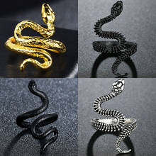 Gothic Retro Exaggerated Spirit Black Snake Rings For Women Punk Wind Animal Shaped Trend Men's Fashion Jewelry Gift 2024 - buy cheap