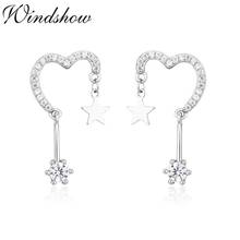 Cute 925 Sterling Silver Heart And Star Charm Stud Earrings For Women Girls Kids Jewelry Aros Aretes Orecchini 2024 - buy cheap