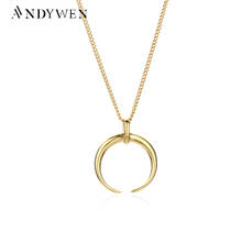 ANDYWEN 925 Sterling Silve Big Moon Pendant Sunflowe Face Necklace Women Gold Long Chain Jewelry 2020 Rock Punk Jewels Gift 2024 - buy cheap