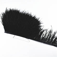 Adornos de plumas de avestruz, cinta de plumas de avestruz negra de 1 metro, ancho de 8-10cm, accesorios de ropa, decoración de plumas de boda 2024 - compra barato