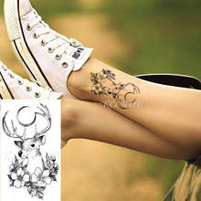 Tatuagem temporária à prova dwaterproof água adesivo veados lua flor padrão arte do corpo tamanho pequeno flash tatoo falso tatto para crianças 2024 - compre barato