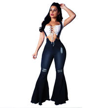 2019 New Women Fashion Romper Wide Leg Long Jeans Vintage Overalls Denim Pants Casual Trousers Outfit 2024 - buy cheap