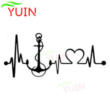 Anchor Heartbeat Monitor Fashion Car Sticker Personality Creative PVC Waterproof Sunscreen Decal Black/White/Red/Laser/Silver 2024 - buy cheap