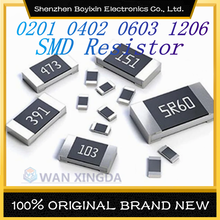 100PCS 0402 0603 0805 1206 1% SMD resistance 1R 3R 4.3R 5.2R 6.8R 7.5R  1K 2K 3K 4.3K 5.1K 5.6K  10K 20K 30K 43K 100K 200K 470K